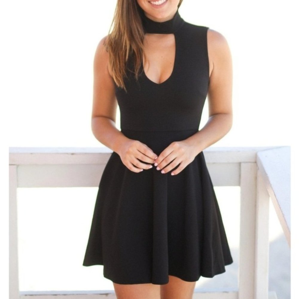 LuLu's mock neck mini dress black size XL